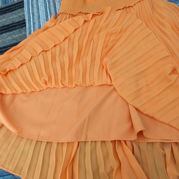 Nanette Lepore Accordian pleated melon Cocktail dress sz 14 NEW - Picture 3 of 10